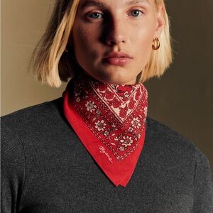 Sezane Red Floral Scarf